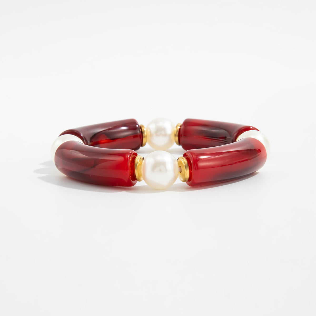 Planderful Vienna Verve Burgundy Elastic Bracelet For Women Irregular Smudge Design Statement Jewelry