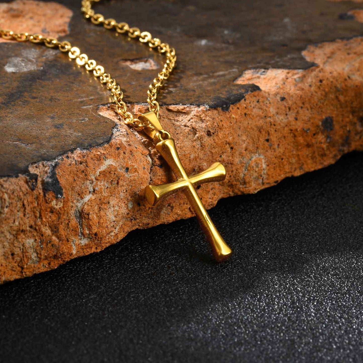 Planderful Stainless Steel Cross Pendant Twist Chain Men