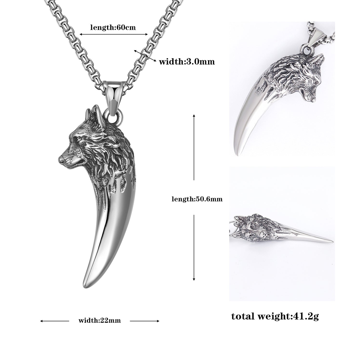 Steel Necklace – Statement Hip Hop Wolf Head
