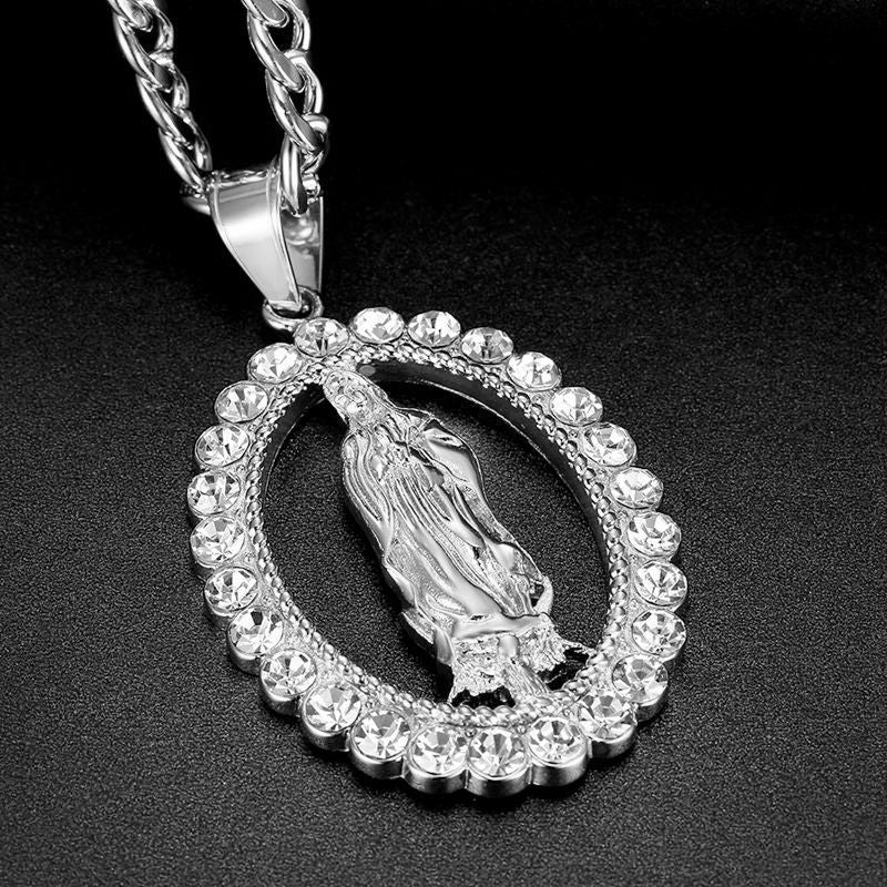 Planderful Titanium Steel Gold Plated Rhinestone Hip Hop Pendant Necklace For Men And Women