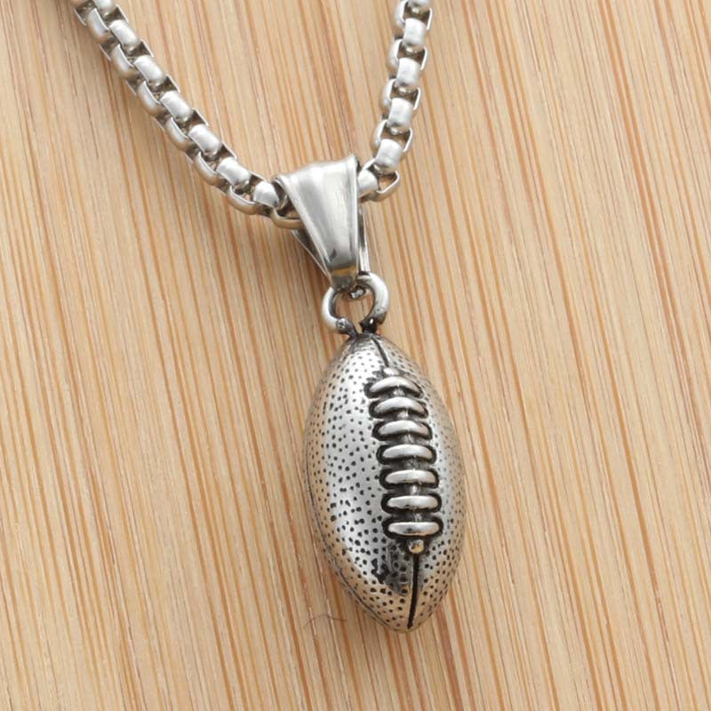 Hiphop European and American Titanium Steel Football Pendant Necklace for Men