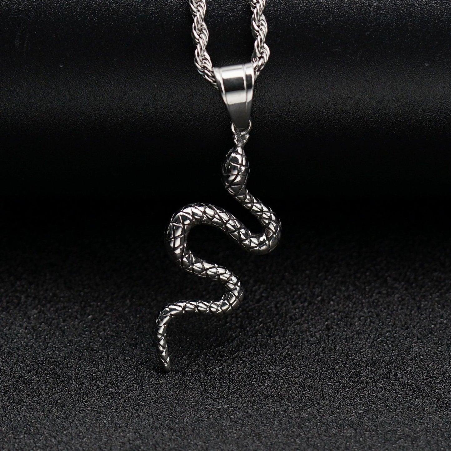 Steel Necklace - Vintage Snake Pendant