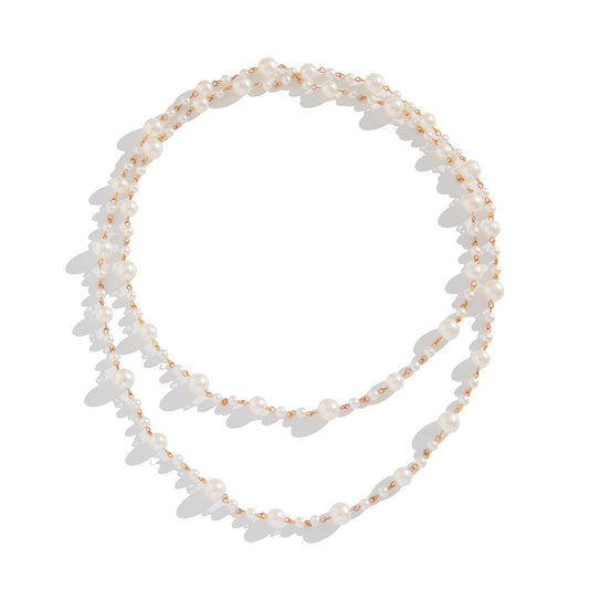 Pearl Wrap Long Sweater Necklace