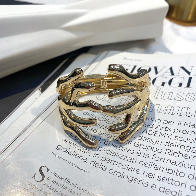 Exaggerated Gold-Plated Branch Bracelet from Vienna Verve Collection