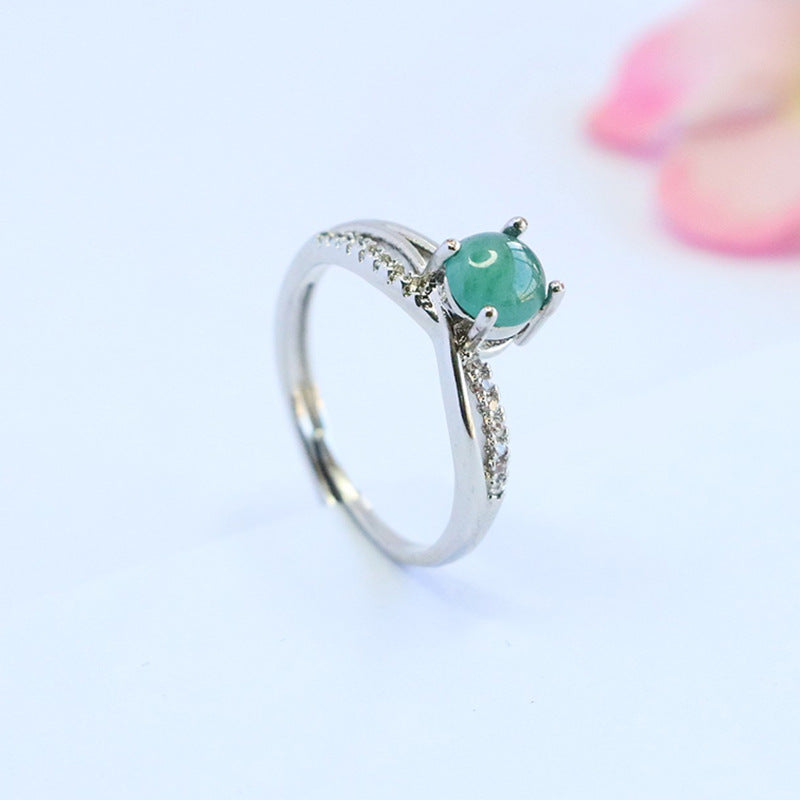 Blue Water Jadeite Double-Hoop 6 mm Ring