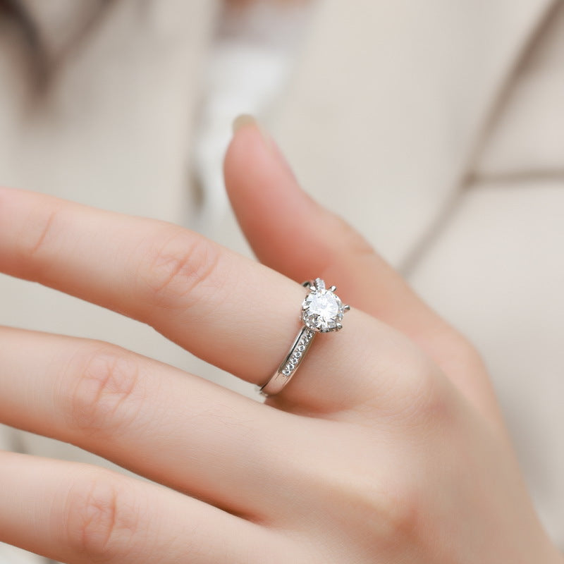 Planderful Classic Moissanite Sterling Silver Ring – 6.5 × 6.5 mm, 1 ct – Style 2
