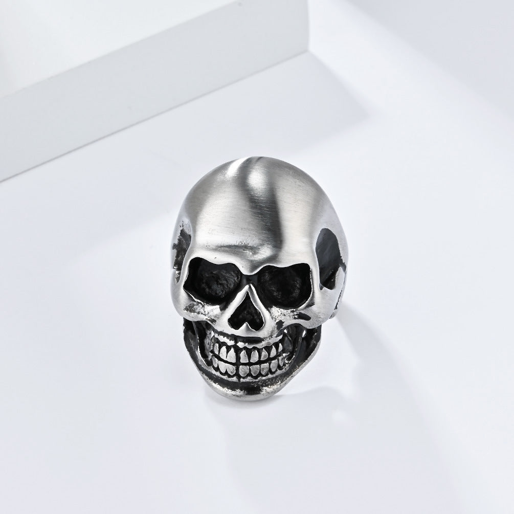 Dark Classic Skull Titanium Steel Ring for Men's HipHop Jewelry