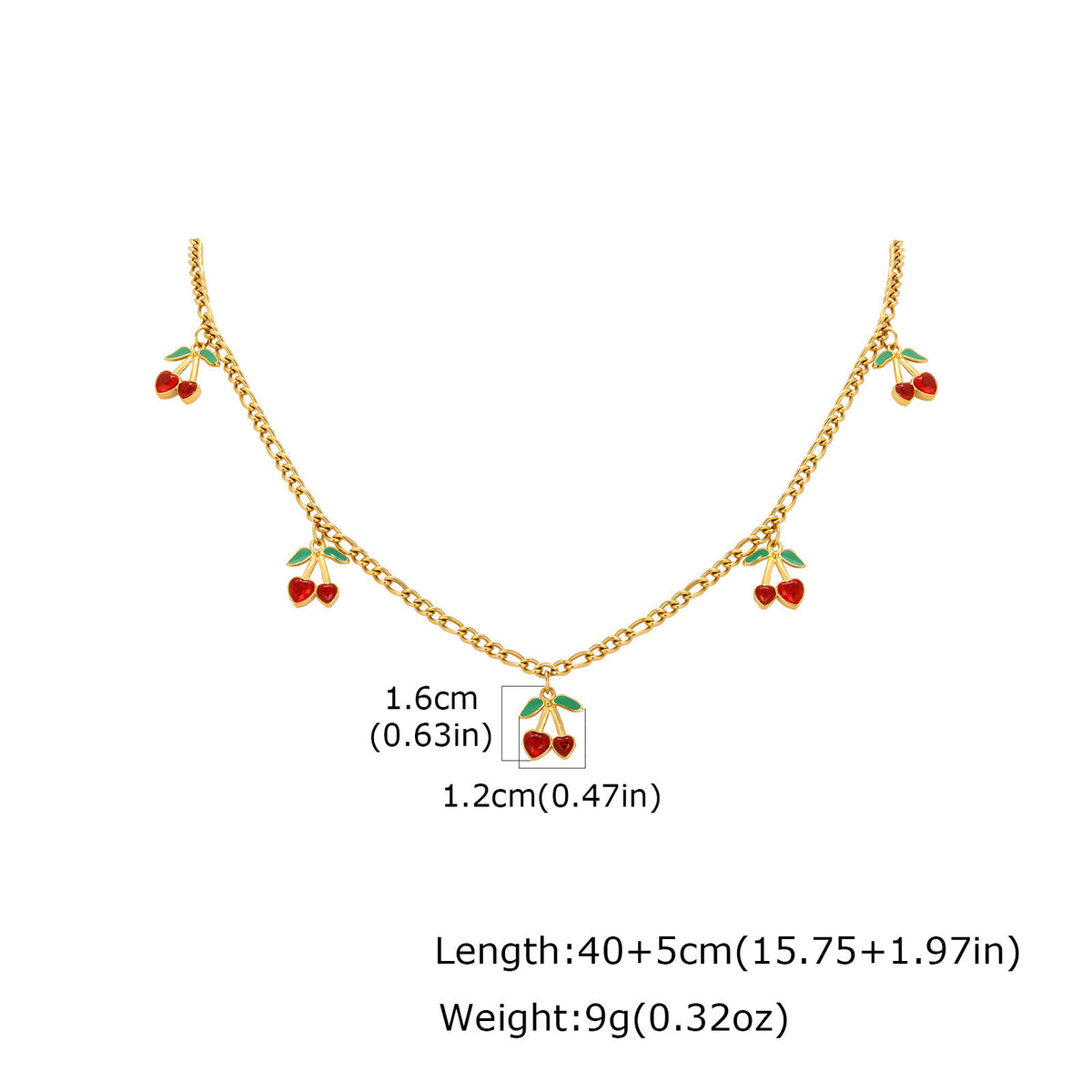 Stainless Steel Nk Chain Zircon Cherry Daily Stacked Street Wear Holiday Gift Necklace