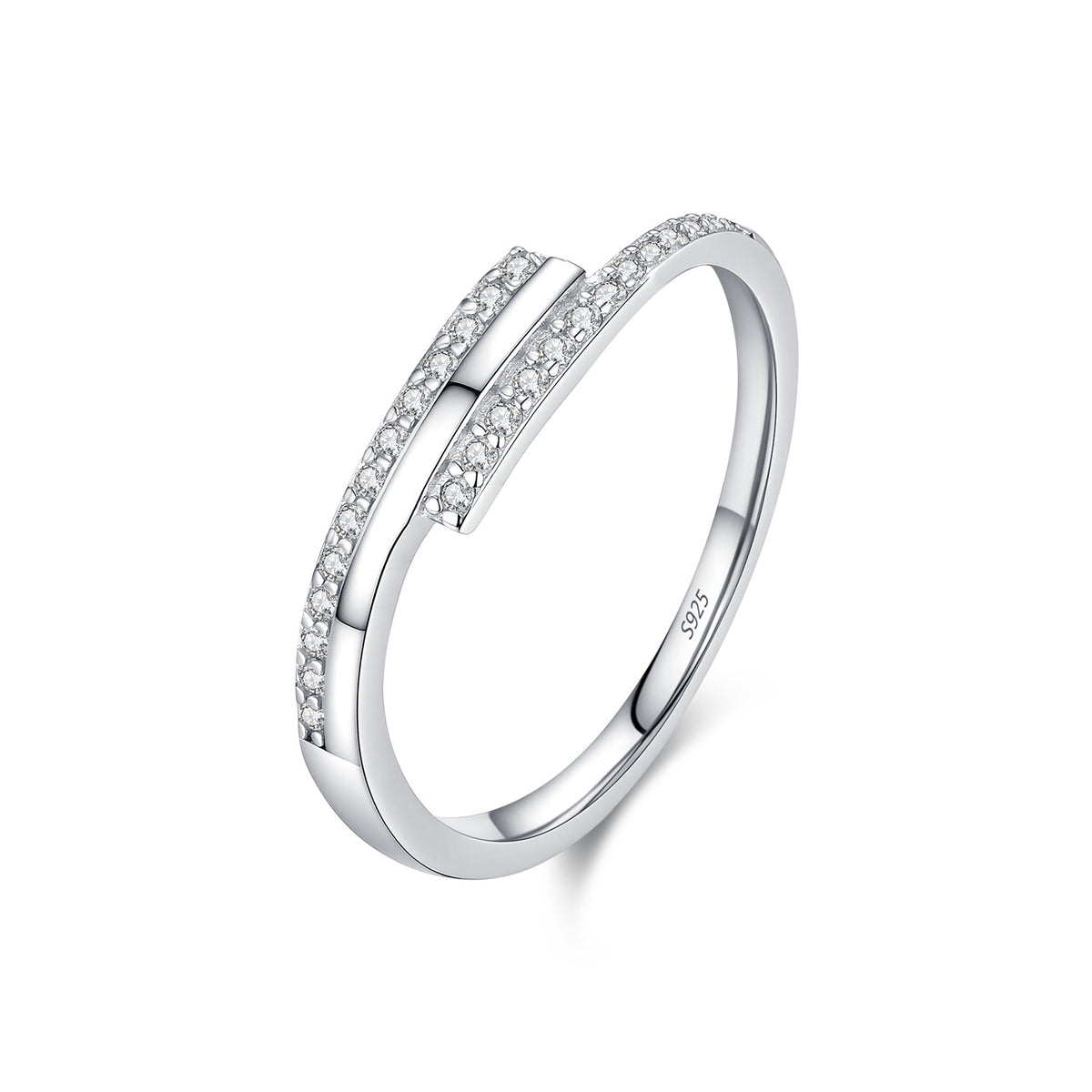 S925 Sterling Silver Double-Row Moissanite Band