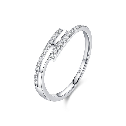 S925 Sterling Silver Double-Row Moissanite Band