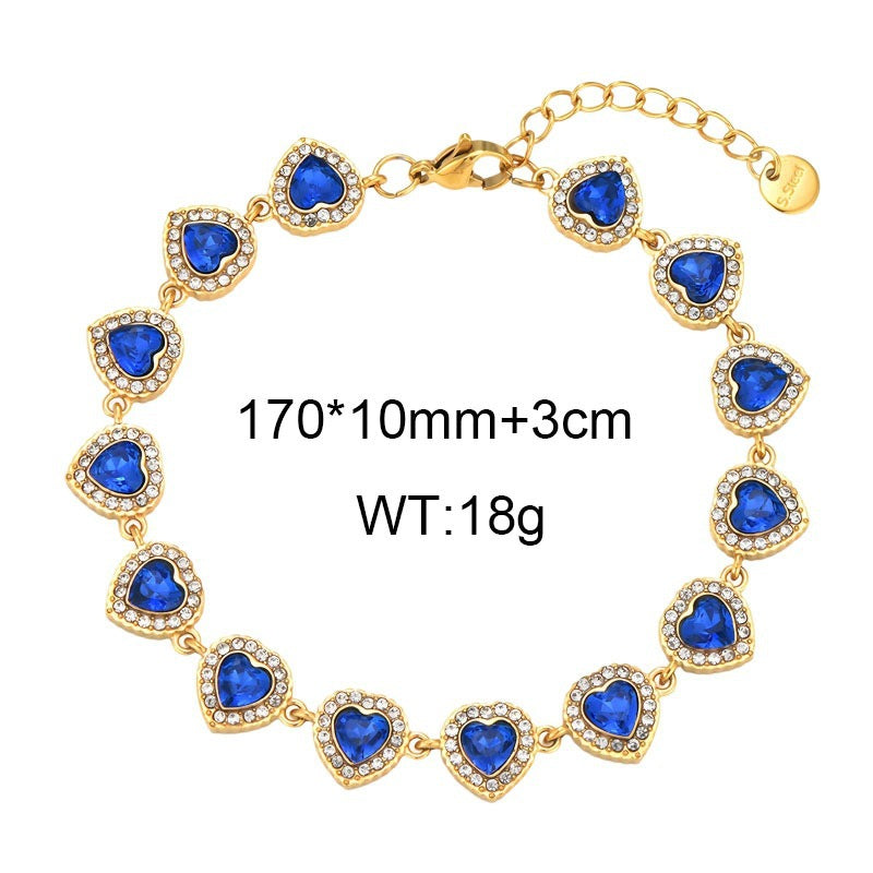 Heart Of The Ocean Romantic Gift French Love Inlaid Zircon Stainless Steel Women's Bracelet