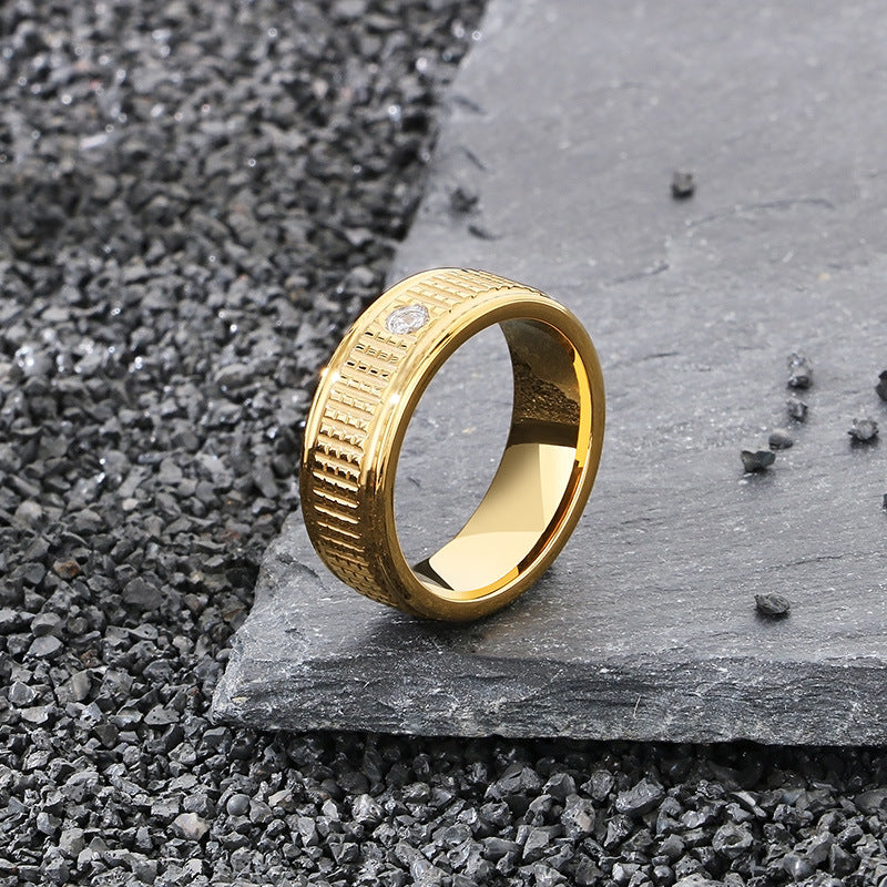 Supply Fashionable Rings, Hip-Hop Stainless Steel Zircon Plaid Men's Rings