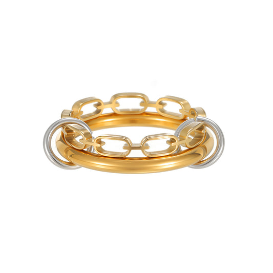 Planderful Everyday Genie Multi Layer Chain Ring for Unisex Wear Korean Version Protection Statement