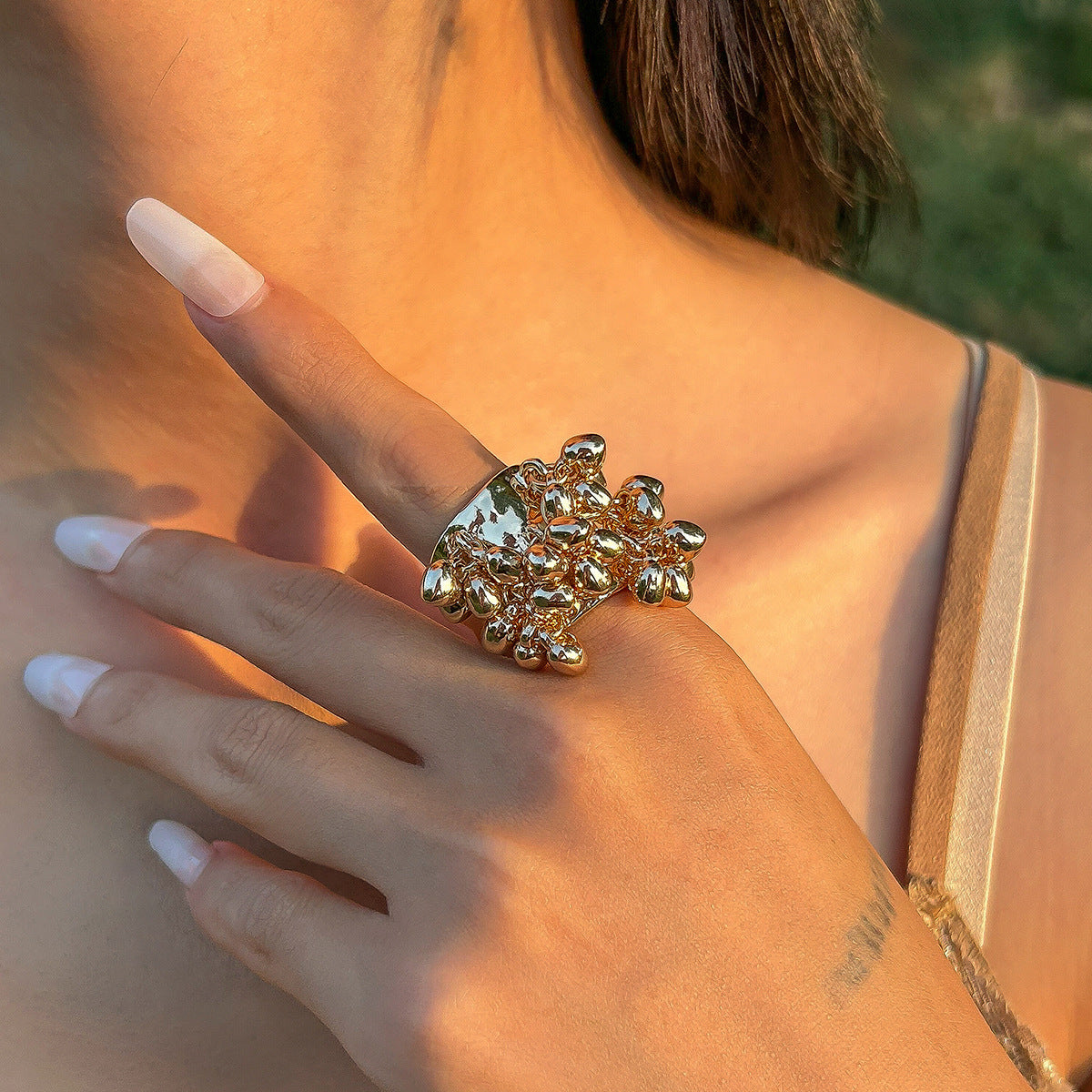 Planderful Boho Pearl Fringe Ring For Women Turquoise Accent Statement Jewelry Vienna Verve