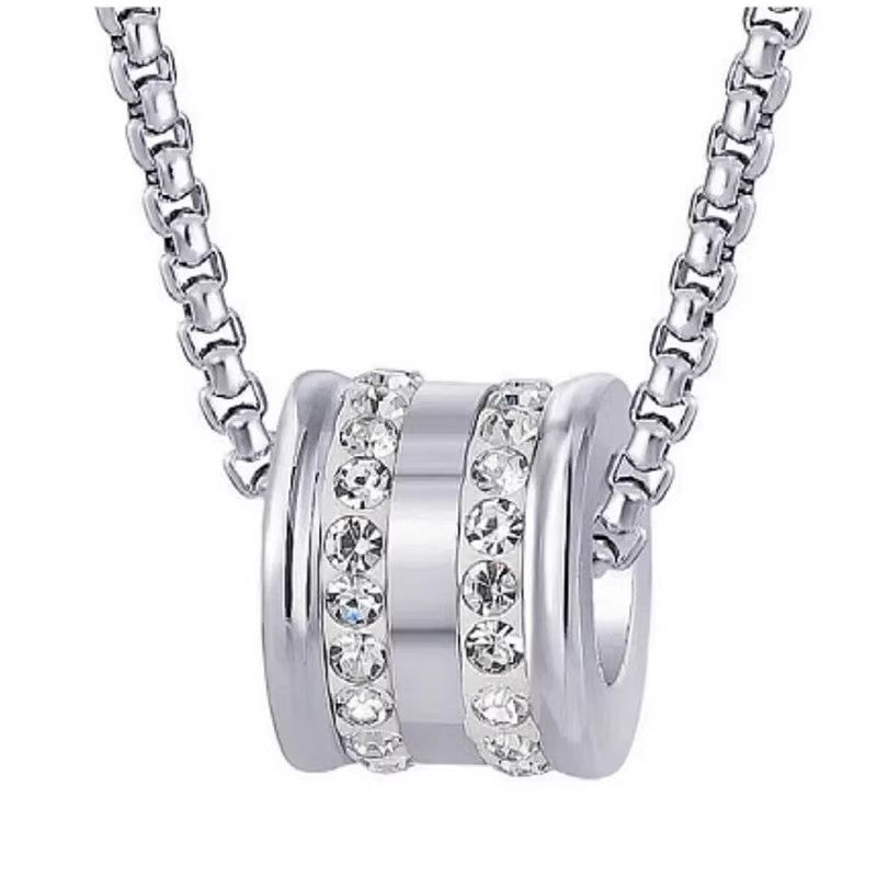 Planderful Jewelry Titanium Necklace Zircon Chain