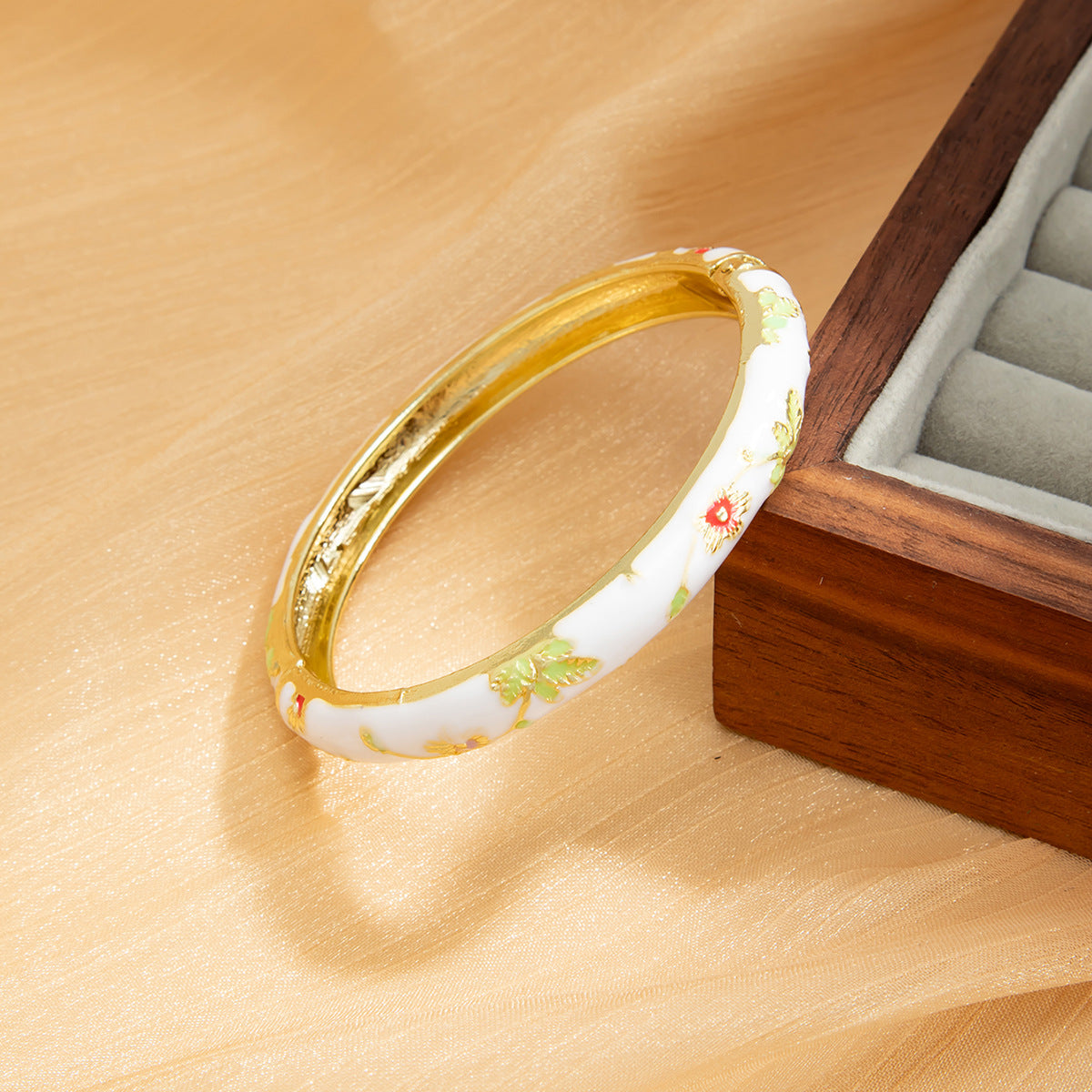 Planderful Vienna Verve Floral Opening Bracelet For Women Pastel Color Dripping Oil Style Elegant Metal Jewelry