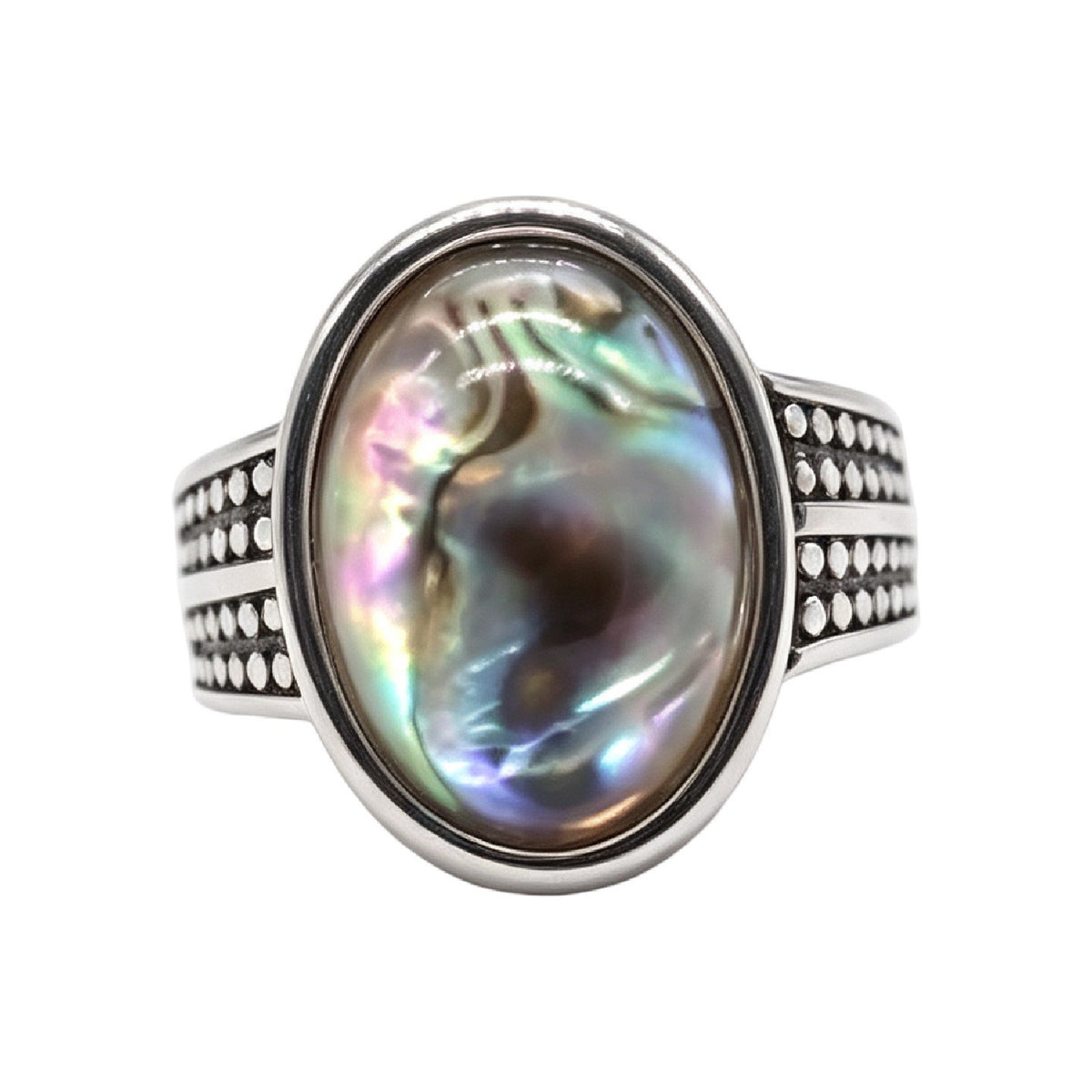 Double-Row Gemstone Titanium Steel Ring