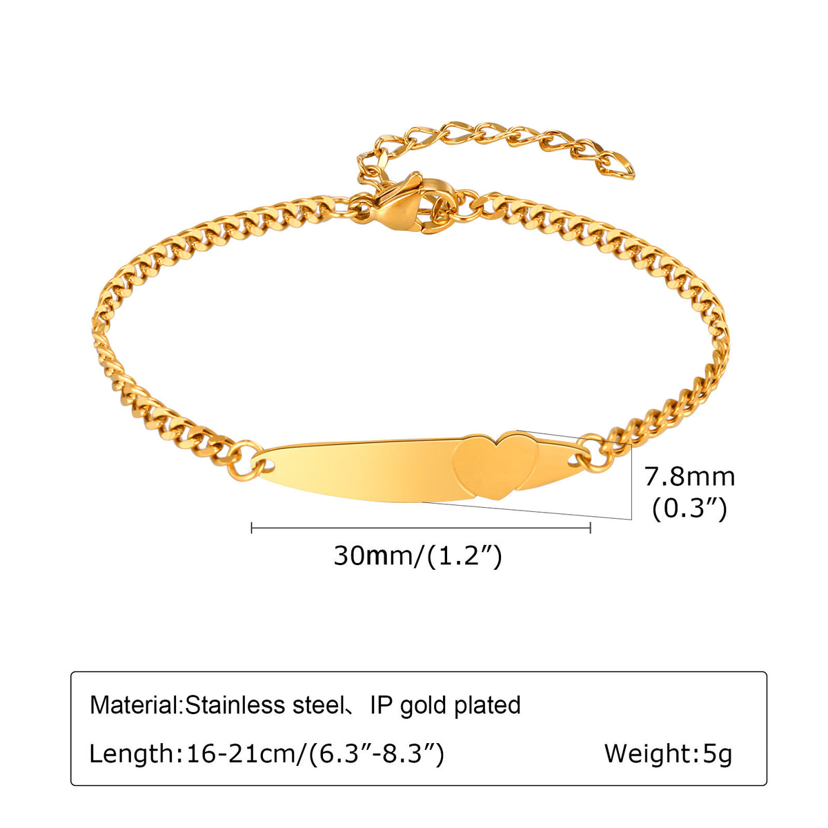 Heart Stainless Steel Bracelet for Women