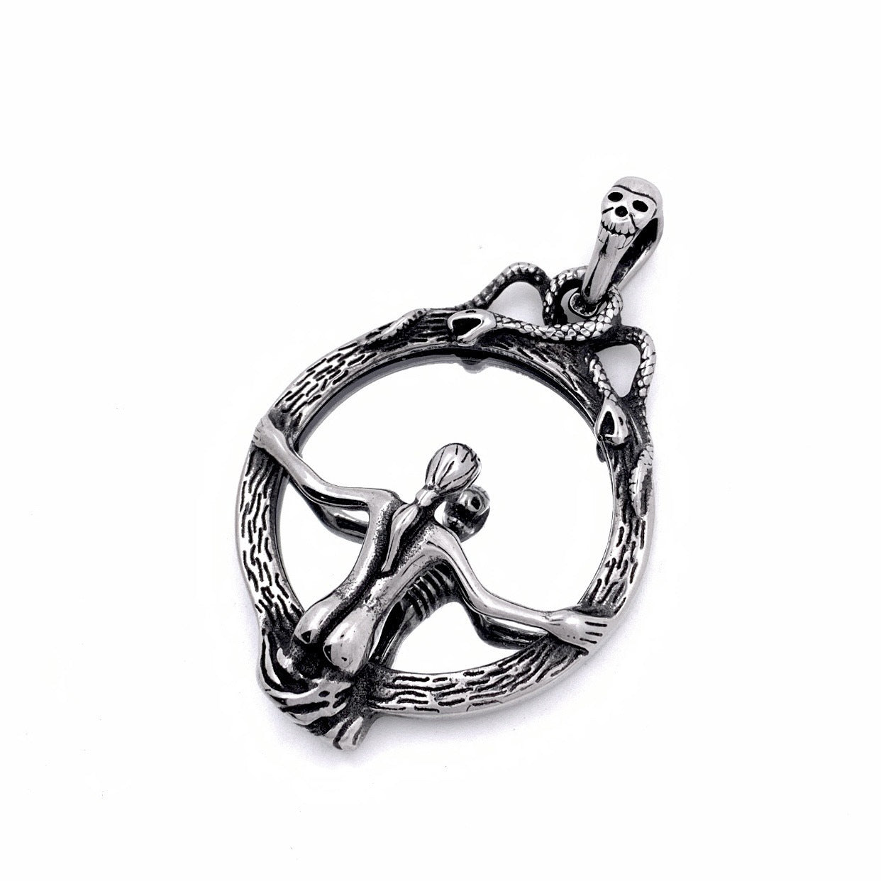 Planderful Bold Stainless Steel Skull Mirror Pendant Necklace Unisex Punk Jewelry Gift For Him And Her