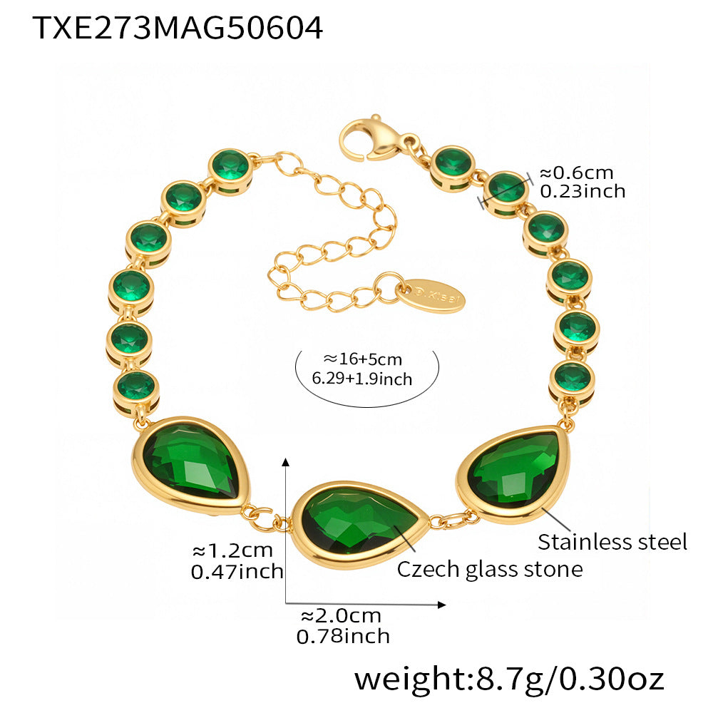 Planderful Czech Glass Drop Bracelet Women Light Luxury