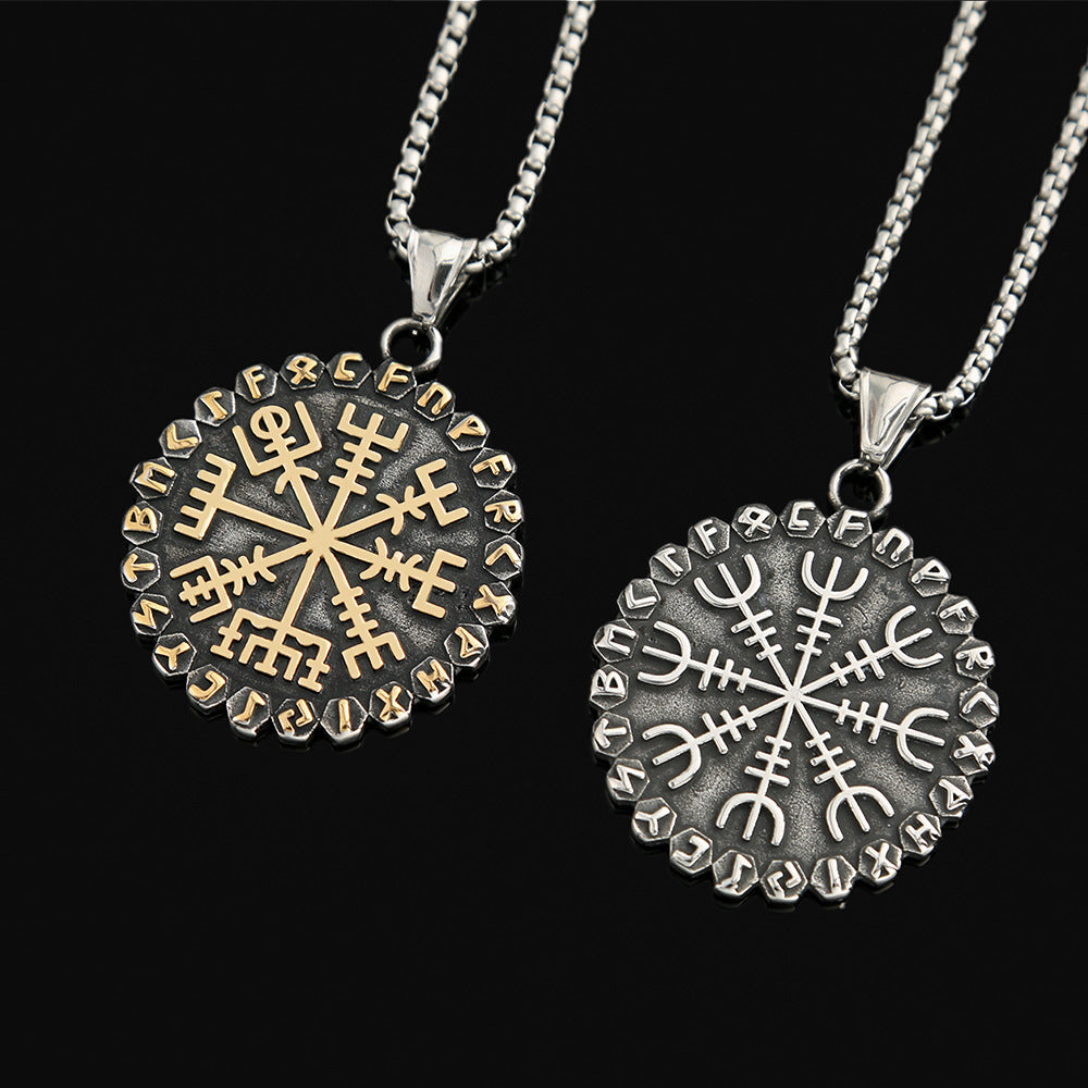 Planderful Viking Compass Rune Pendant Necklace for Men