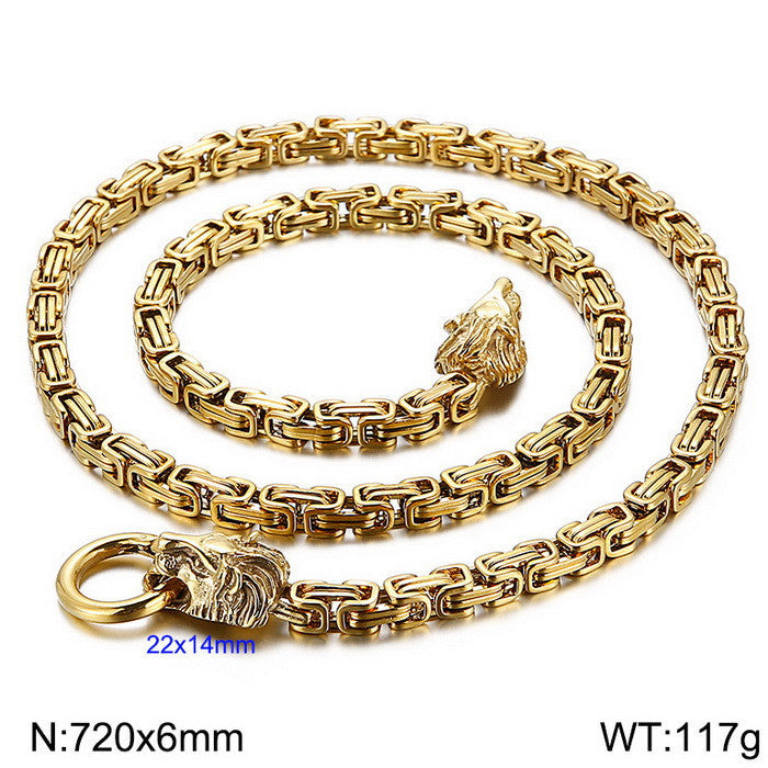 Planderful Emperor Lion Head Titanium Steel Necklace For Men