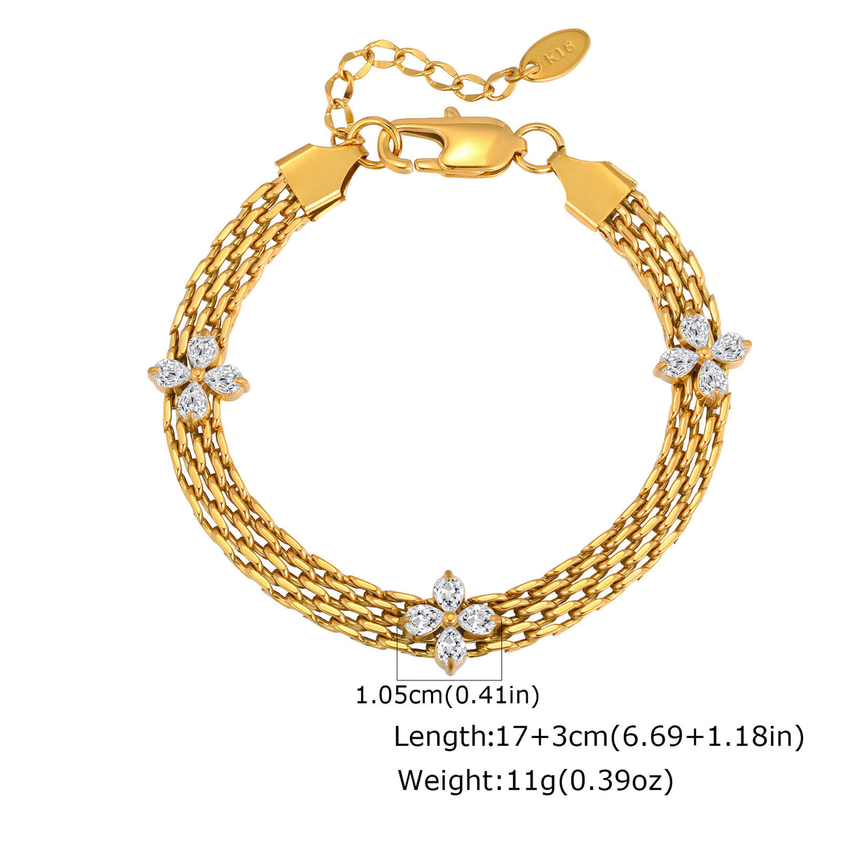 Flower Shell Zircon Stainless Steel Bracelet
