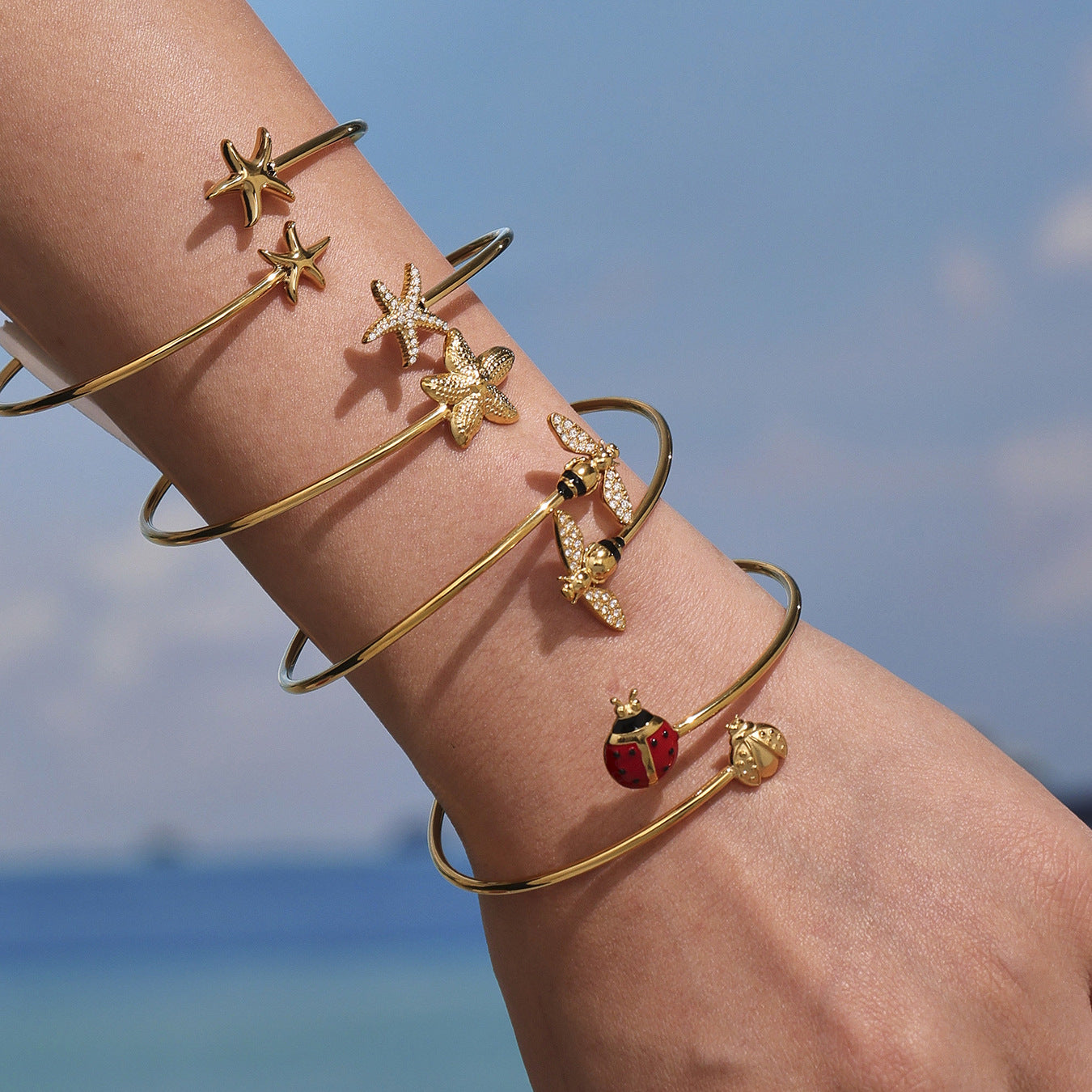 Planderful Genie Bee Starfish Zircon Bracelet For Her