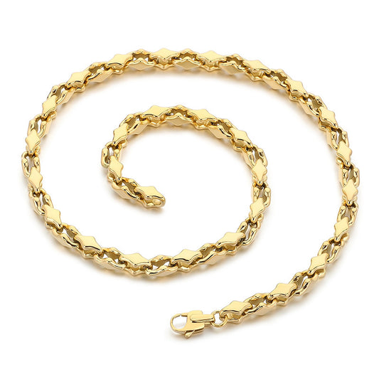 Hip Hop Quadrilateral Necklace Stainless Steel Rhombus Chain