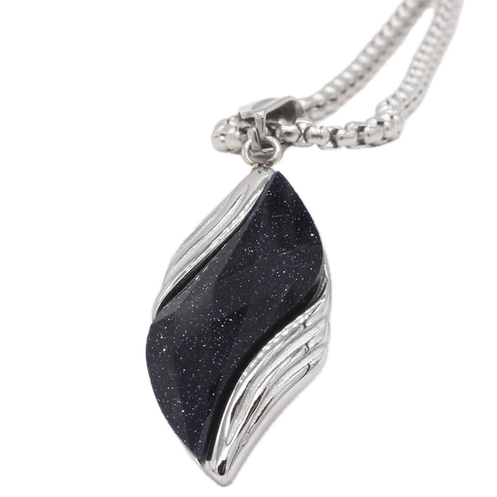 Planderful Everyday Genie – Stylish Simple Gemstone Titanium Steel Pendant Necklace for Men