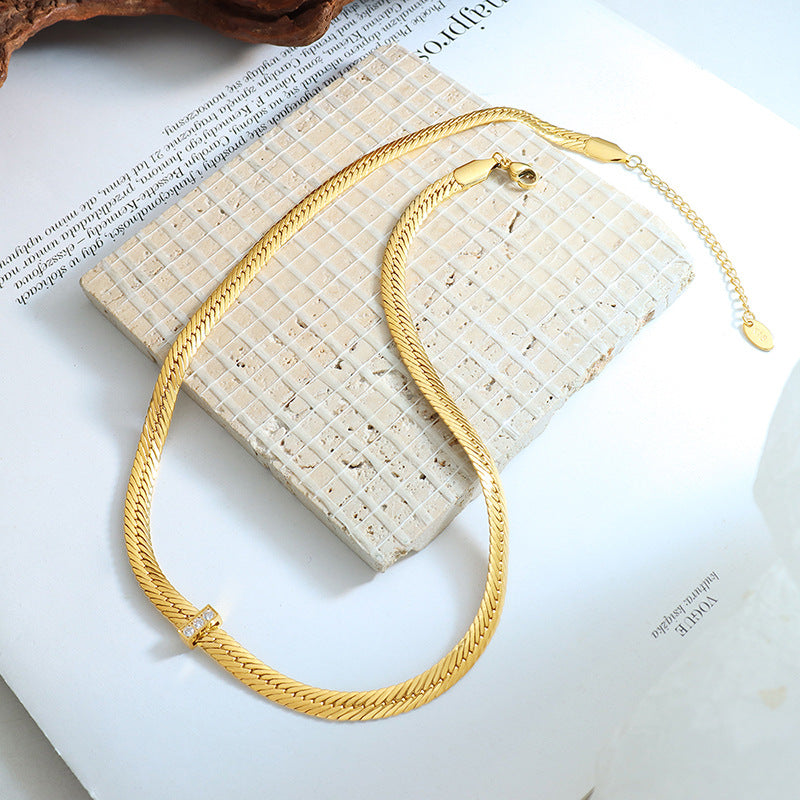 Socialite Chic Blade Necklace - Titanium Steel and Copper Chain