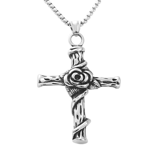 Personalized Titanium Steel Cross Pendant Necklace for Men - Retro Punk Style