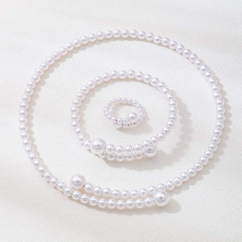 Planderful Imitation Pearl Jewelry Set Open Collar Women