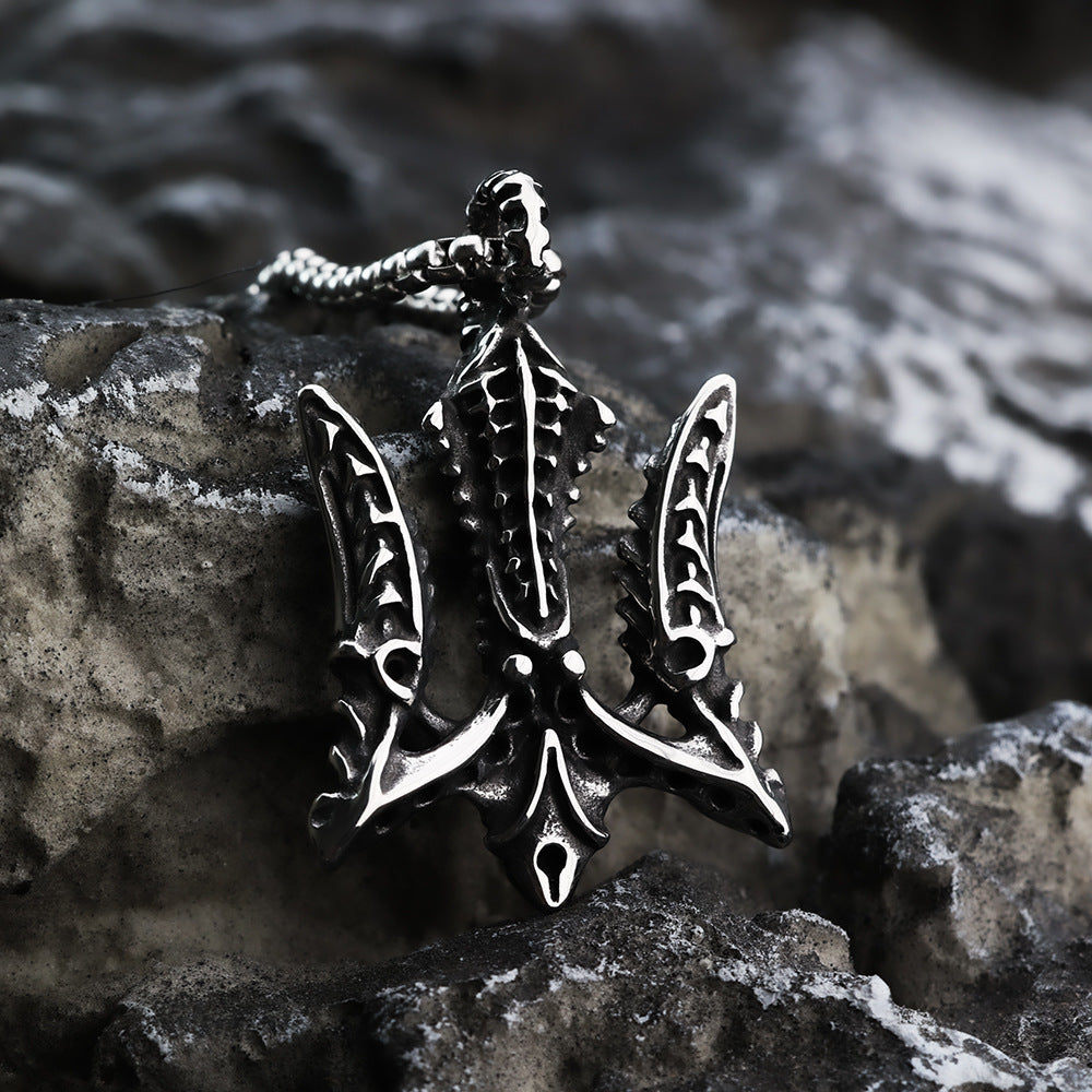 European And American Retro Jewelry Double-Sided Boat Anchor Pendant For Men