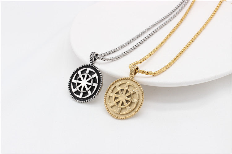 Personalized Viking Pendant Unisex Titanium Steel Round By Planderful Protection Statement Jewelry Gift For Him