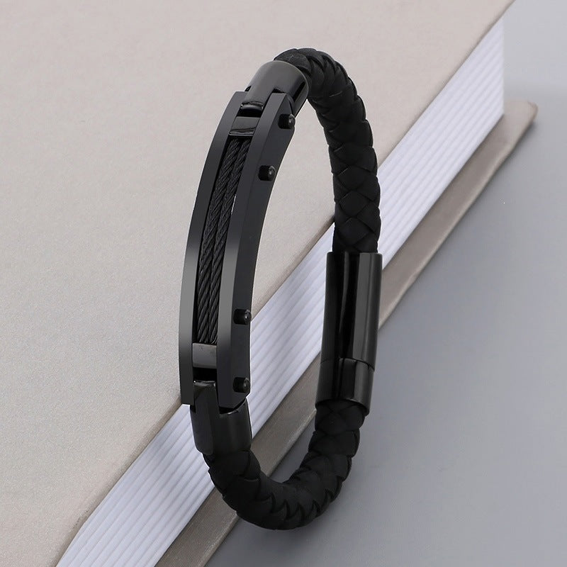 Cool Carbon Fiber Woven Leather Bracelet – & Men's Stainless Steel Bracelet