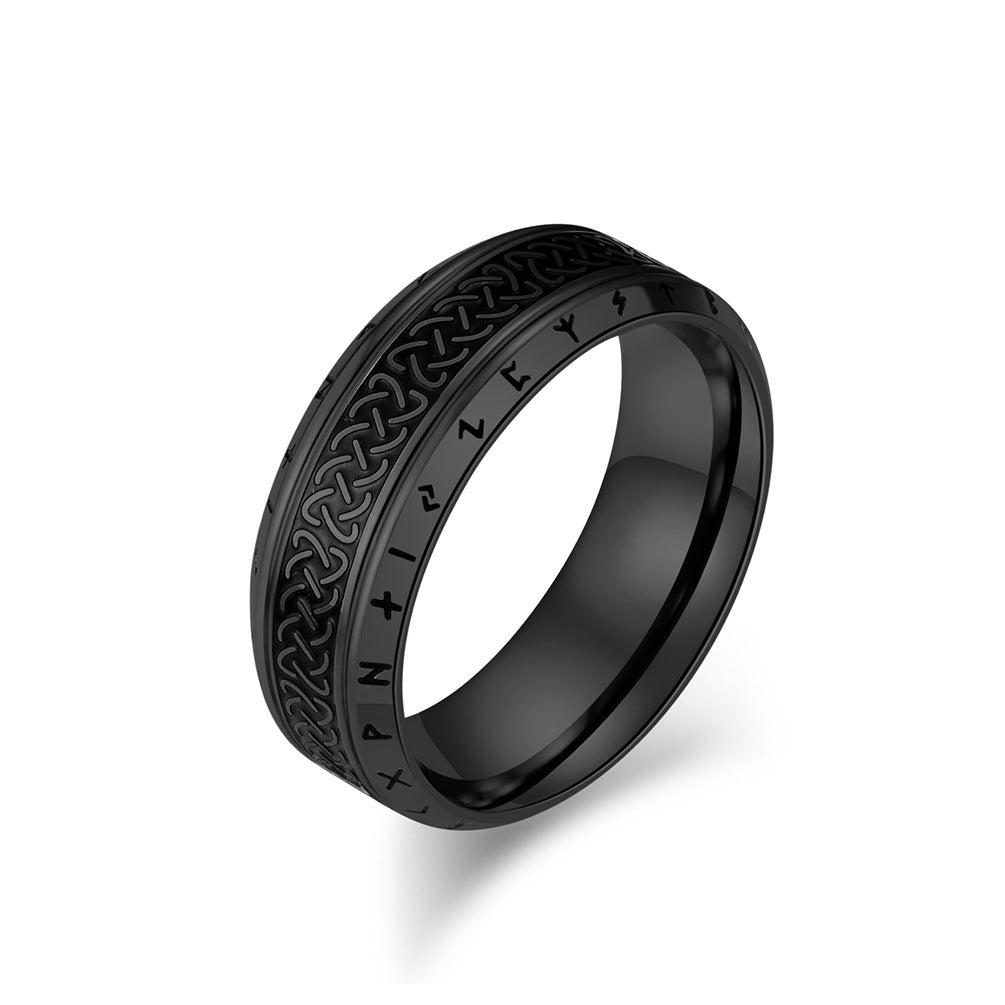 Nordic Retro Celtic Knot Viking Titanium Steel Ring for Men