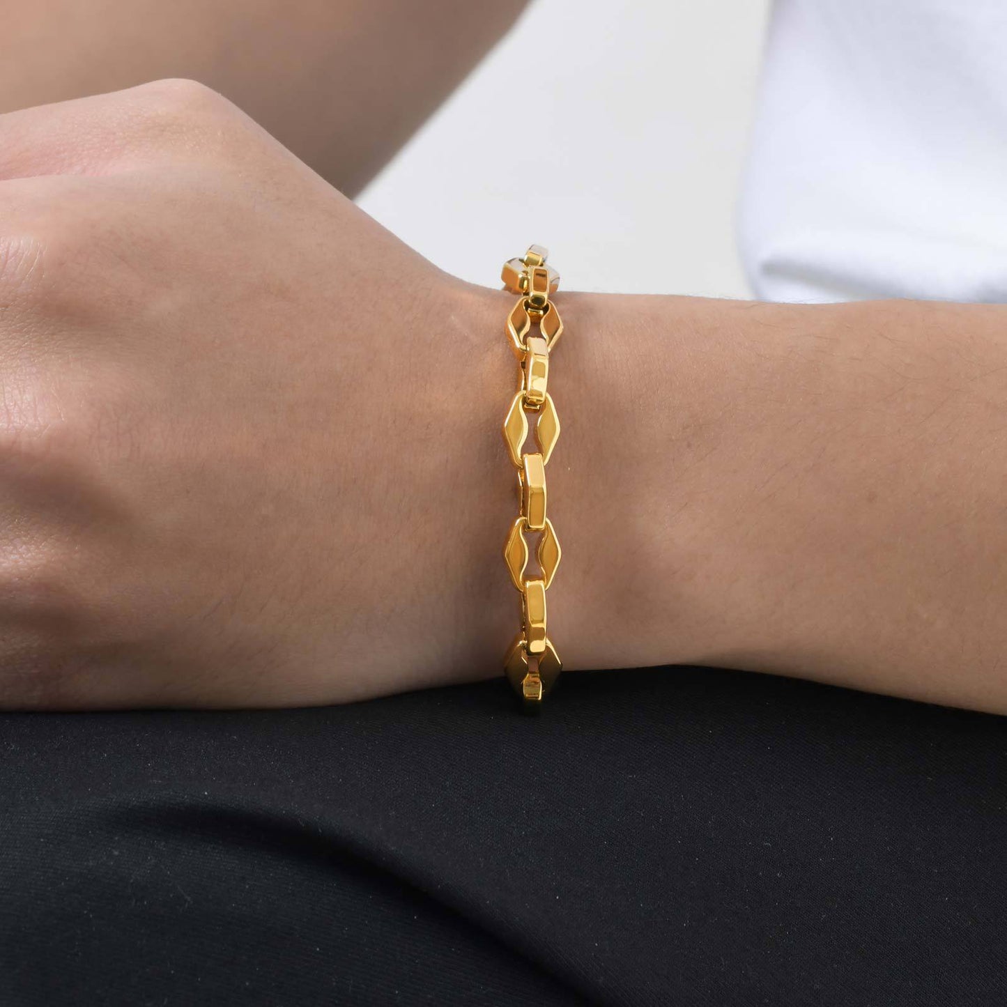 Planderful Hip Hop Lip Chain Stainless Steel Bracelet Men