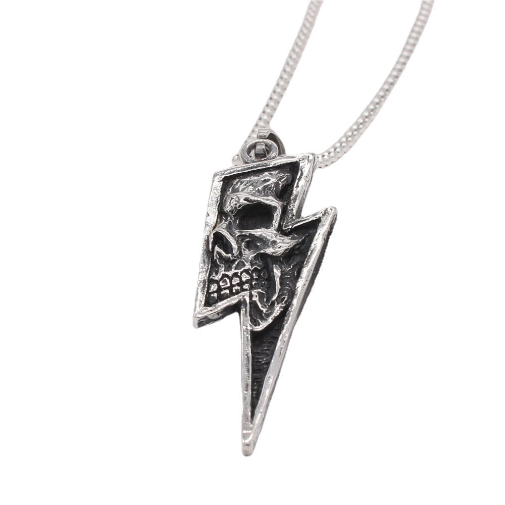 Lightning Skull Titanium Steel Pendant Necklace
