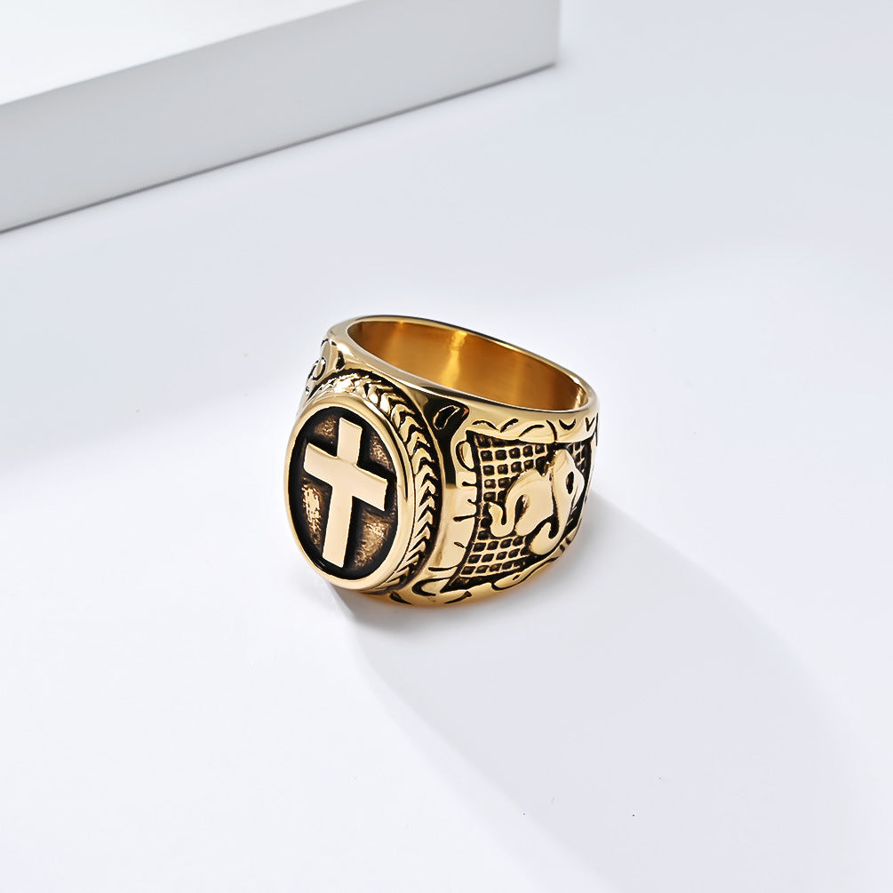 Prayer Hand Cross Ring For Men Personalized Vintage Titanium Steel Band By Planderful Hip Hop Jewelry