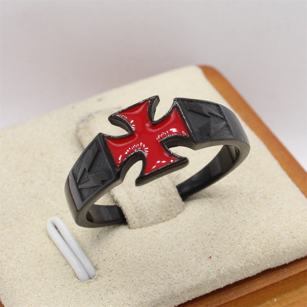 Planderful Titanium Steel Ring With Retro Cross Design For Unisex Style Protection Statement For Men And Women