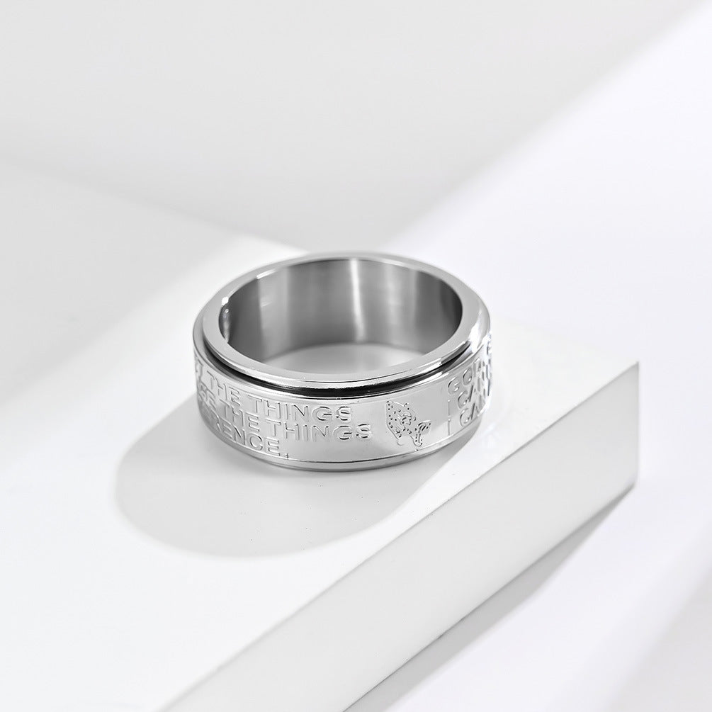 Planderful Rotating Titanium Steel Ring For Men With Hamsa Prayer Hand Motif Hipster Street Style Jewelry