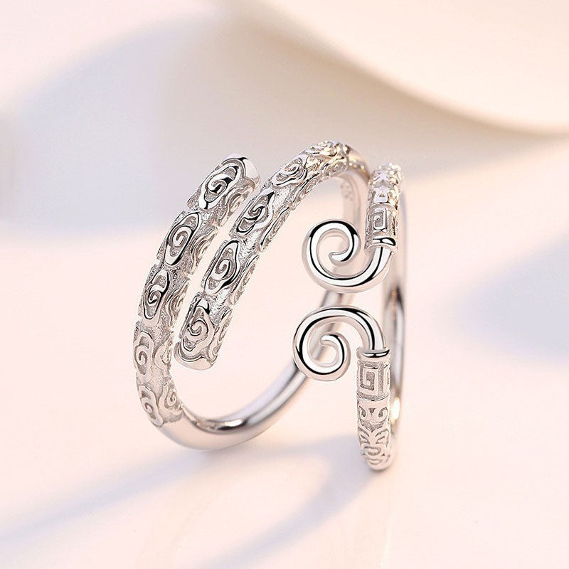 S925 Sterling Silver Black Myth Wukong Couple Ring — Adjustable