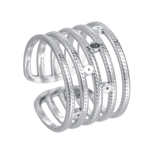 Geometric Stainless Steel Ring Planderful Adjustable Open Design For Women Unisex Durable Fade Resistant