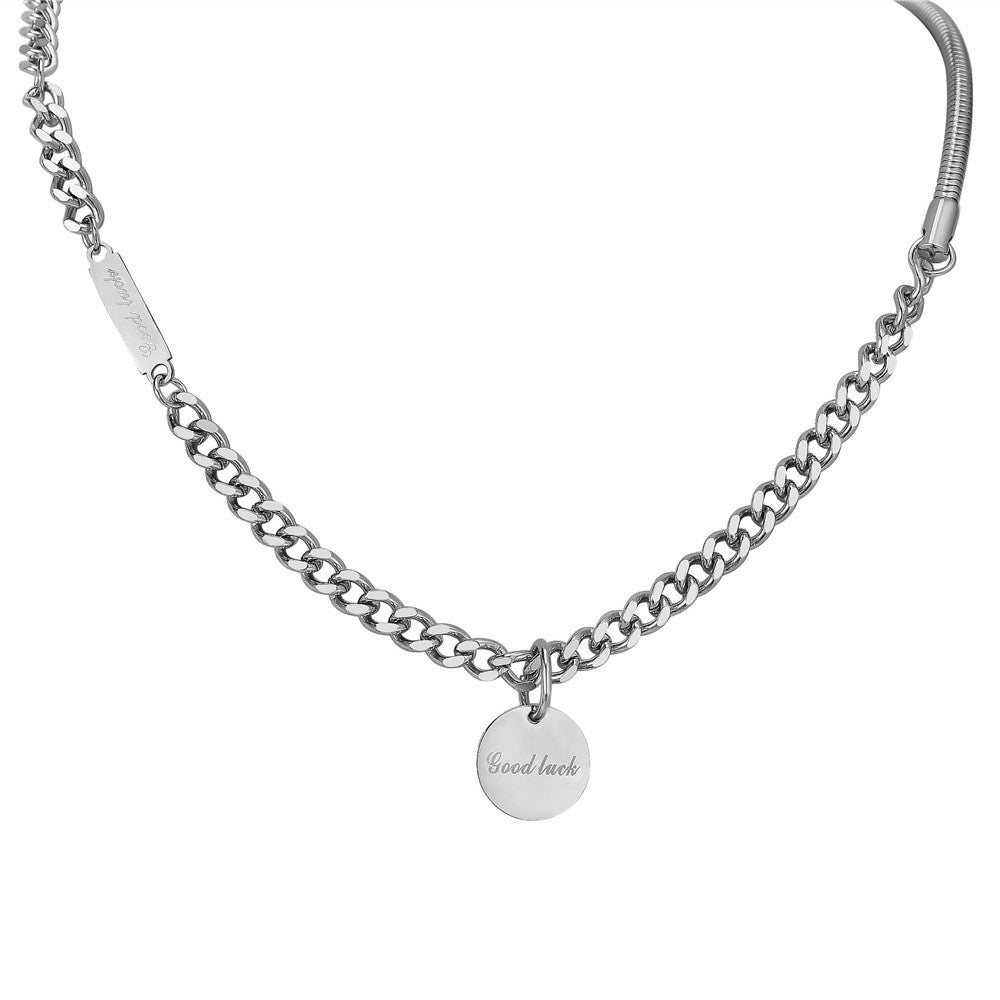 Planderful Titanium Steel Necklace Personalized Unisex Short Clavicle Chain With Protection Statement