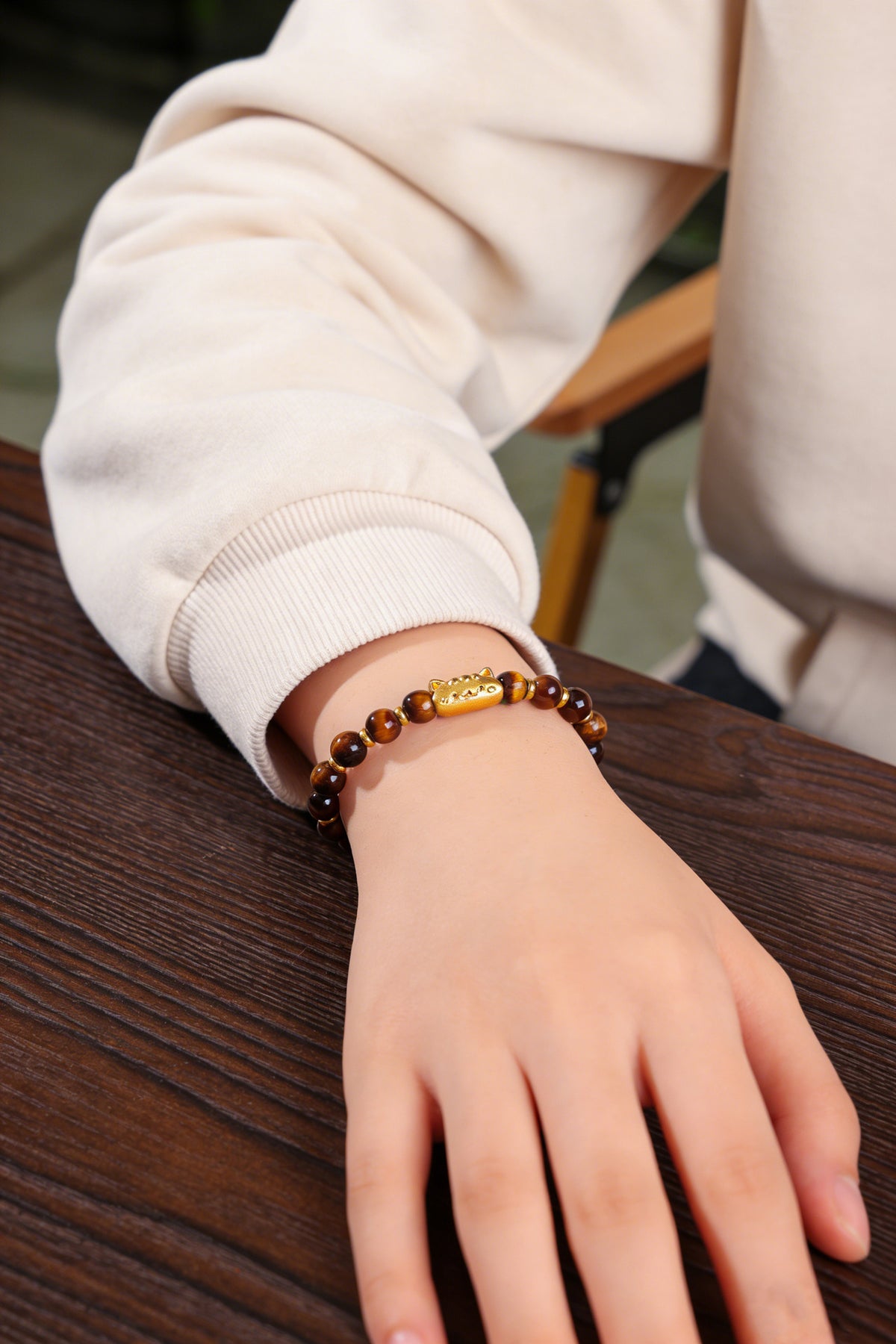 Golden Tiger Eye Cat Charm Citrine Bracelet