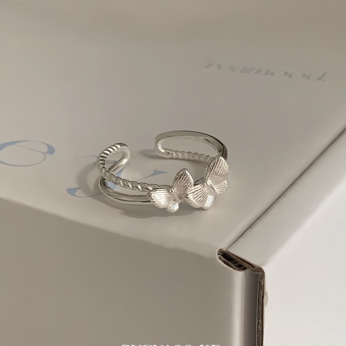 Planderful S925 Sterling Silver Butterfly Ring For Women Adjustable Versatile Personalized Gift