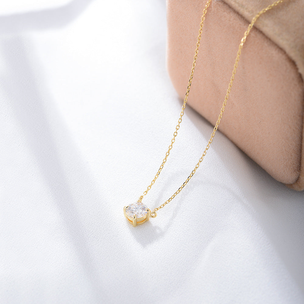 2022 Round Zircon Pendant Sterling Silver Necklace Design Sense