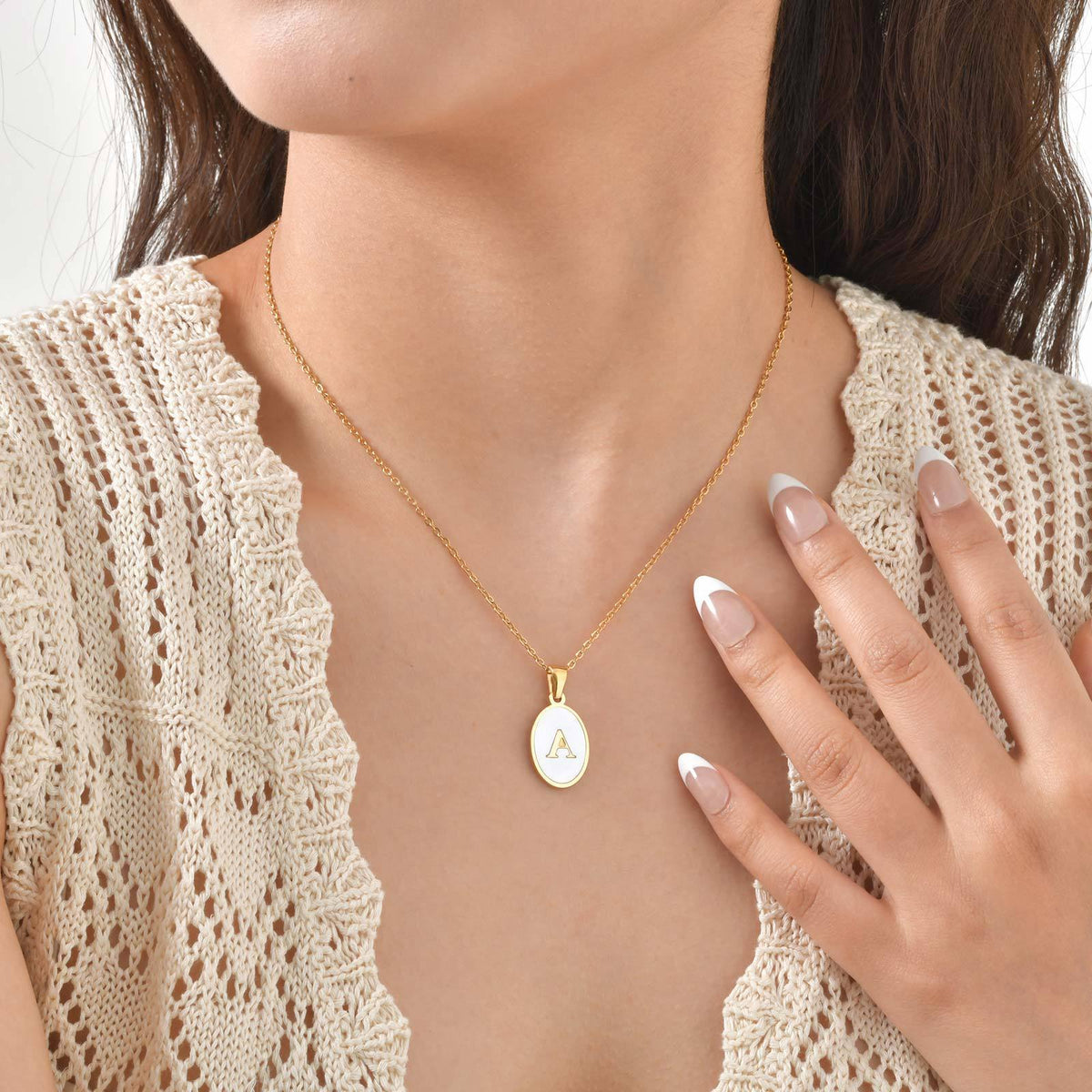 Gold Oval Initial Letter Pendant — A–Z