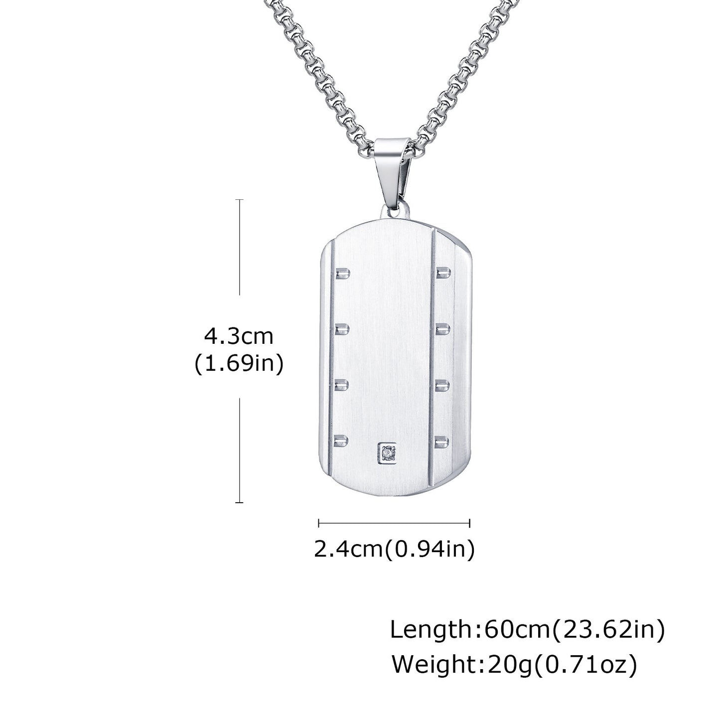 Planderful Geometric Stainless Steel Necklace Mens Zircon